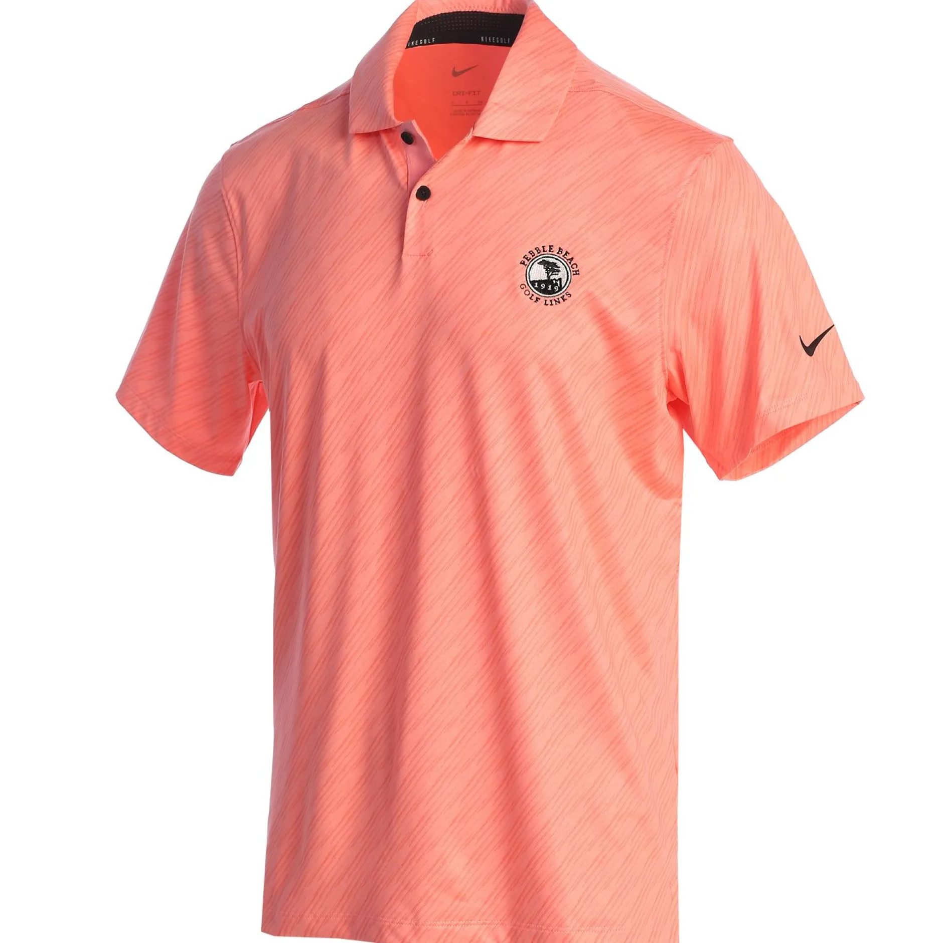 Men Pebble Beach Dri-Fit Vapor Stripe Pink Gaze Polo By Nike