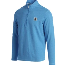 Men Pebble Beach Men's 3-Stripes Pulse Blue 1/4 Zip By Adidas