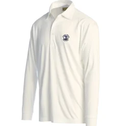Men Pebble Beach Self Collar Long Sleeve Polo By Donald Ross
