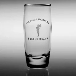 Pebble Beach Spanish Bay Bagpiper Etched Tall Shot Glass Fine Crystal Collection